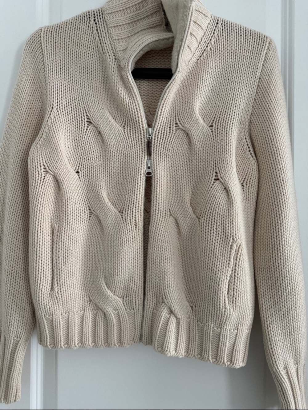 Burberry Cream Zip-Front Turtleneck Knit Sweater - Picture 5 of 6
